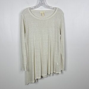 Eileen Fisher Women’s Size M Organic Linen Asymmetrical Hem Sweater Lightweight